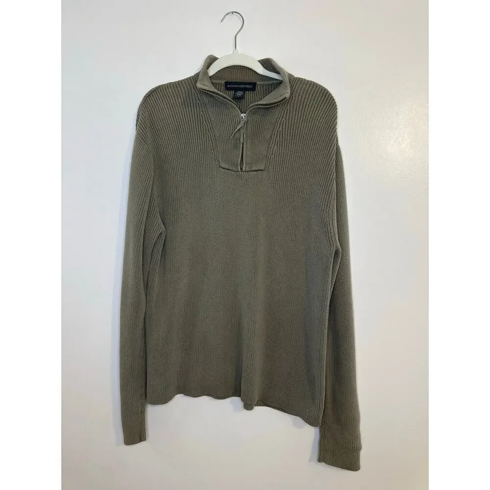 Vintage Y2K 90s Banana Republic Mens Half Zip Granpacore Preppy Sweater Large